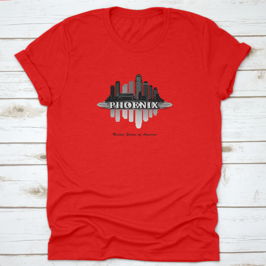 Detailed vector silhouette of the Phoenix, Arizona skyline showcasing iconic buildings and landmarks.