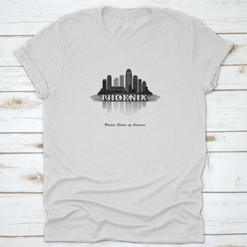 Detailed vector silhouette of the Phoenix, Arizona skyline showcasing iconic buildings and landmarks.
