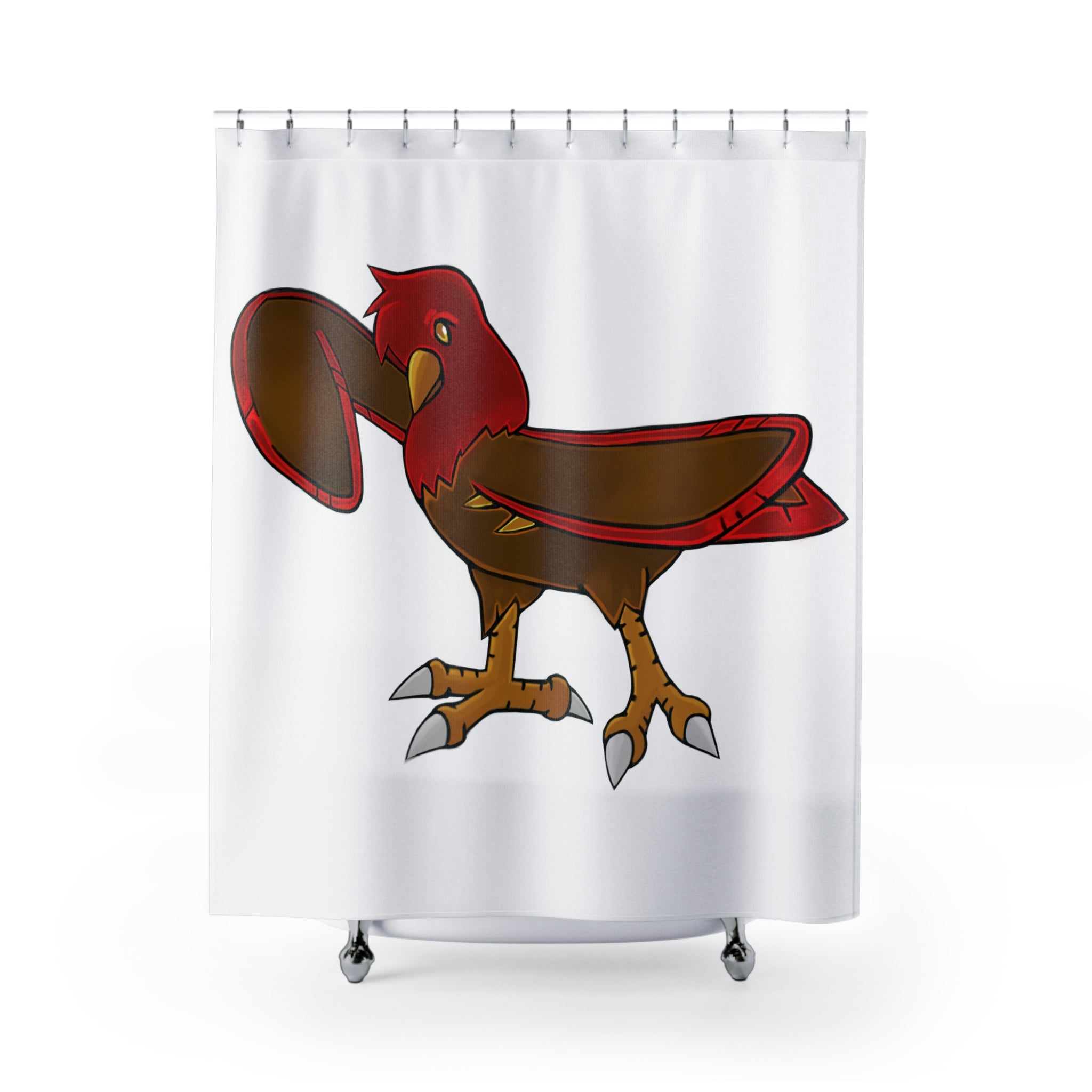Pidgenna Shower Curtain featuring a vibrant, customizable design made from durable polyester, ideal for enhancing bathroom decor.