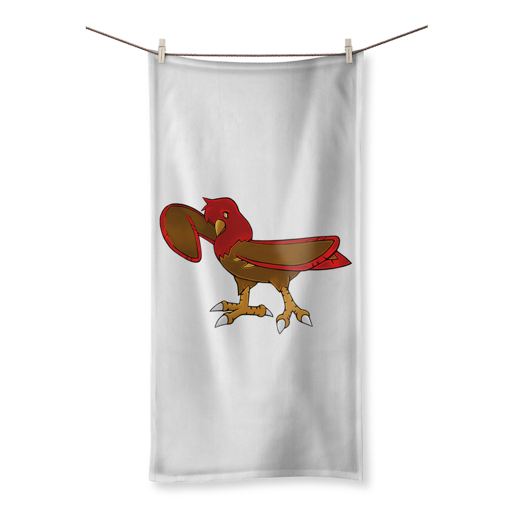 Pidgenna Sublimation All Over Towel featuring vibrant polyester front and soft cotton back, available in various sizes.