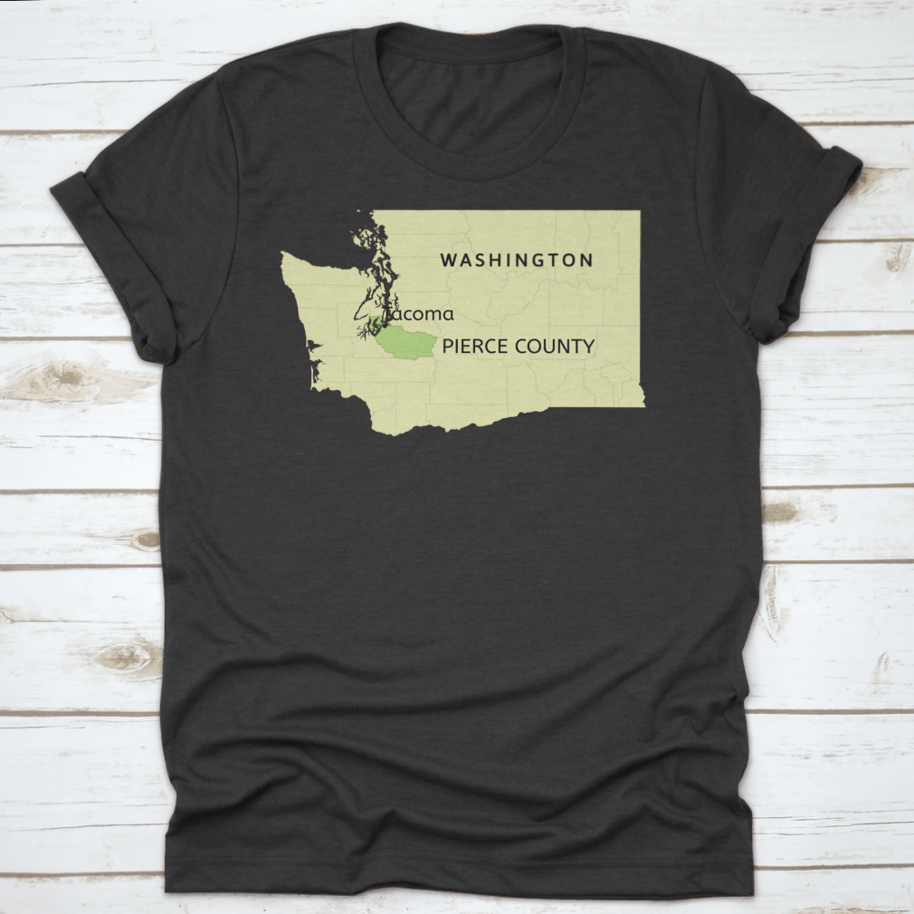 Detailed Washington State map highlighting Pierce County and Tacoma, showcasing roads and landmarks.
