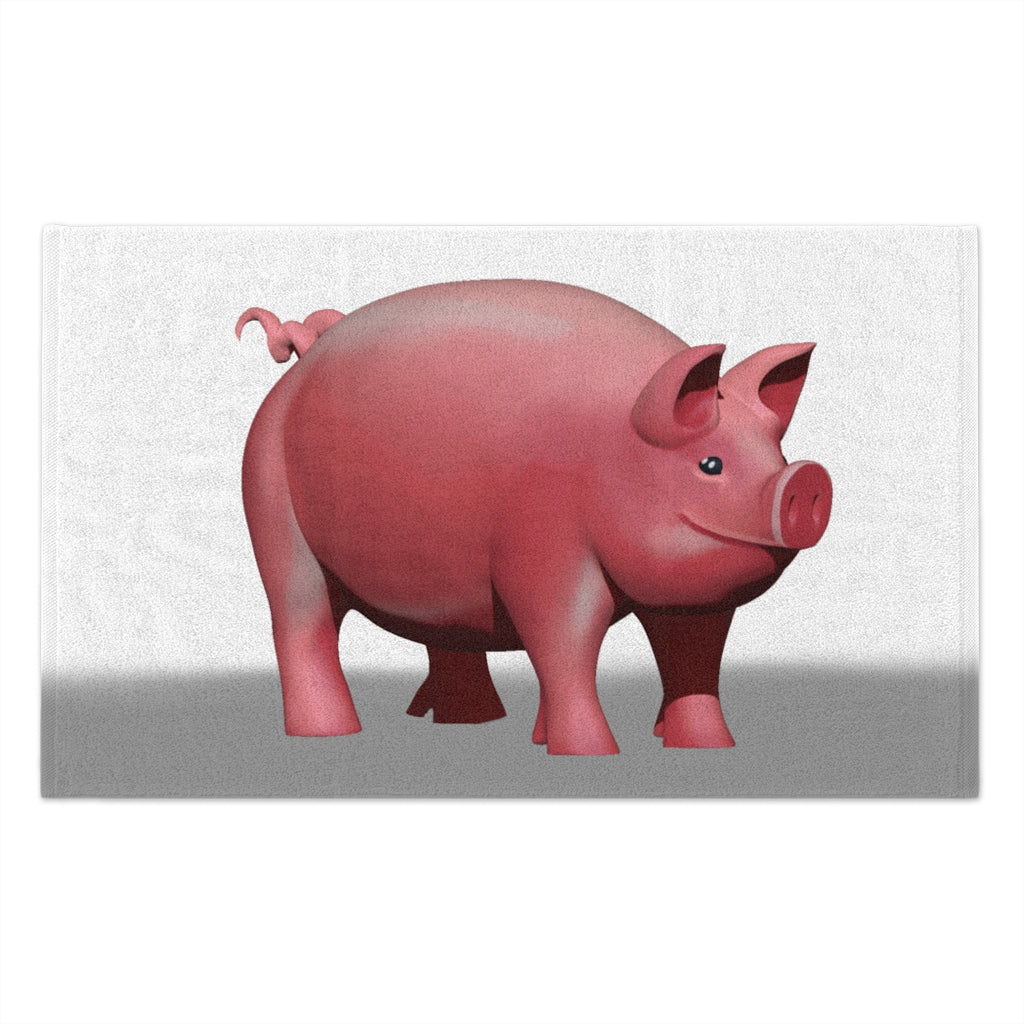 Pig Rally Towel measuring 11x18 inches, featuring soft cotton and printed mink polyester for absorbency and style.