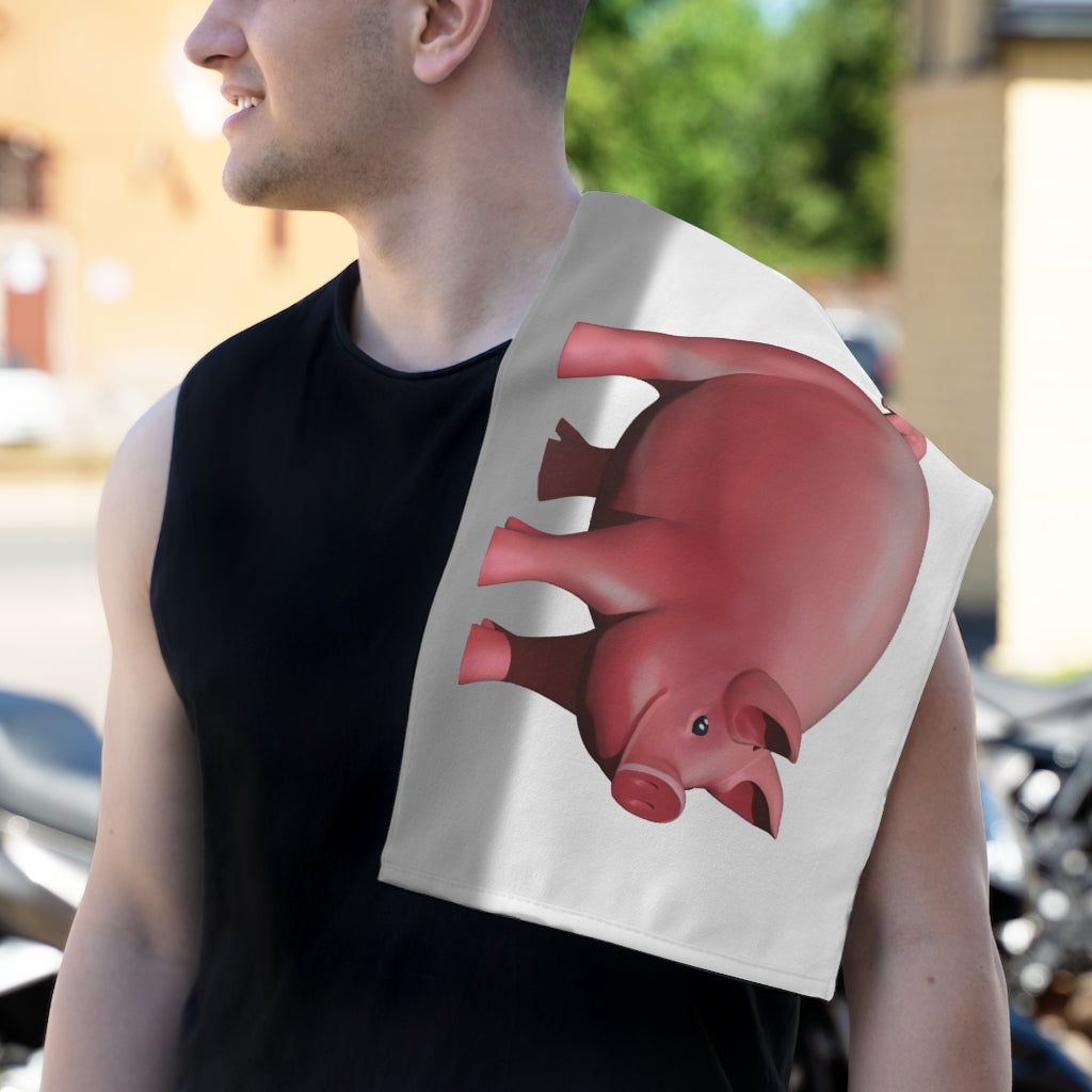 Pig Rally Towel measuring 11x18 inches, featuring soft cotton and printed mink polyester for absorbency and style.