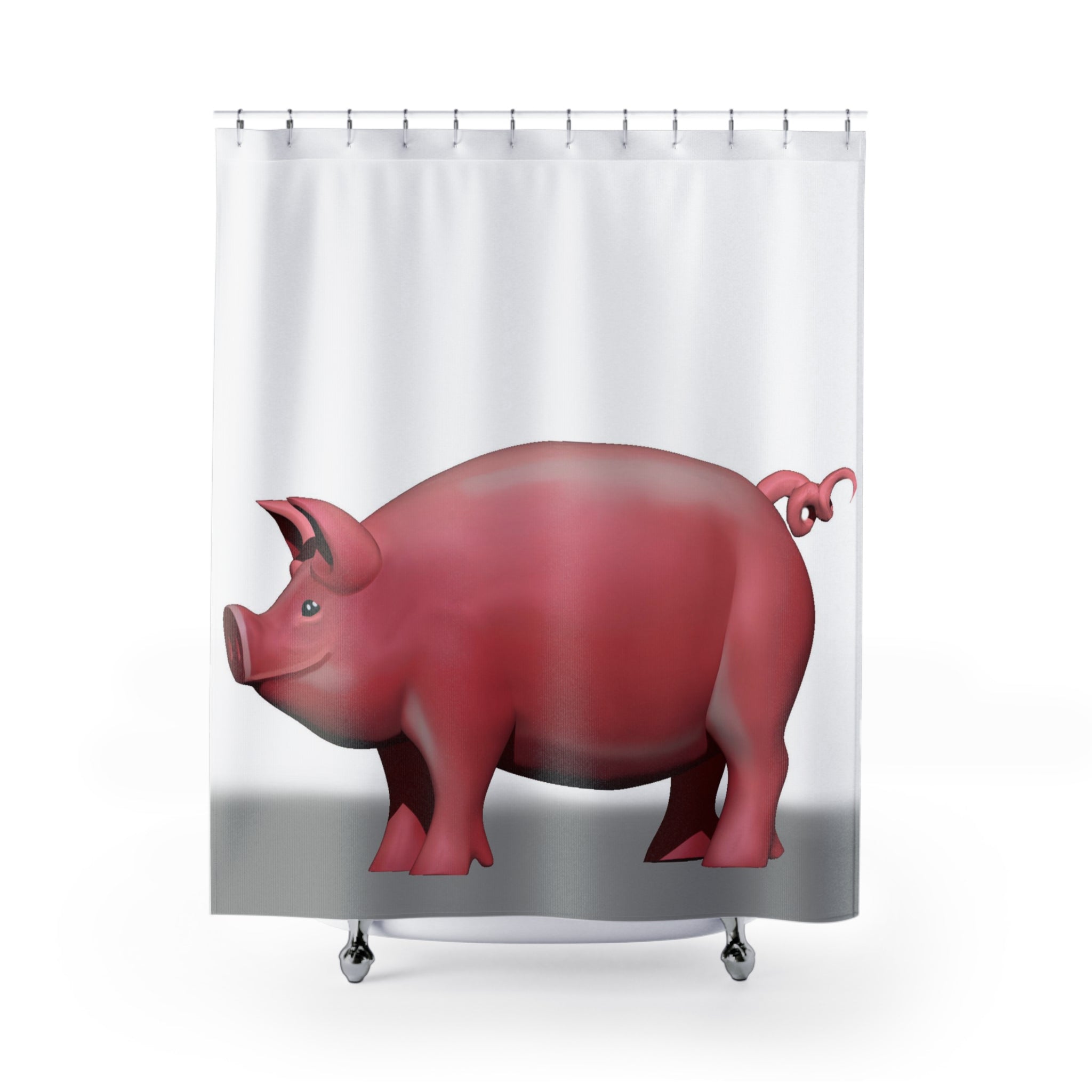 Colorful Pig Shower Curtain made of durable polyester, featuring a whimsical pig design, perfect for adding charm to any bathroom.