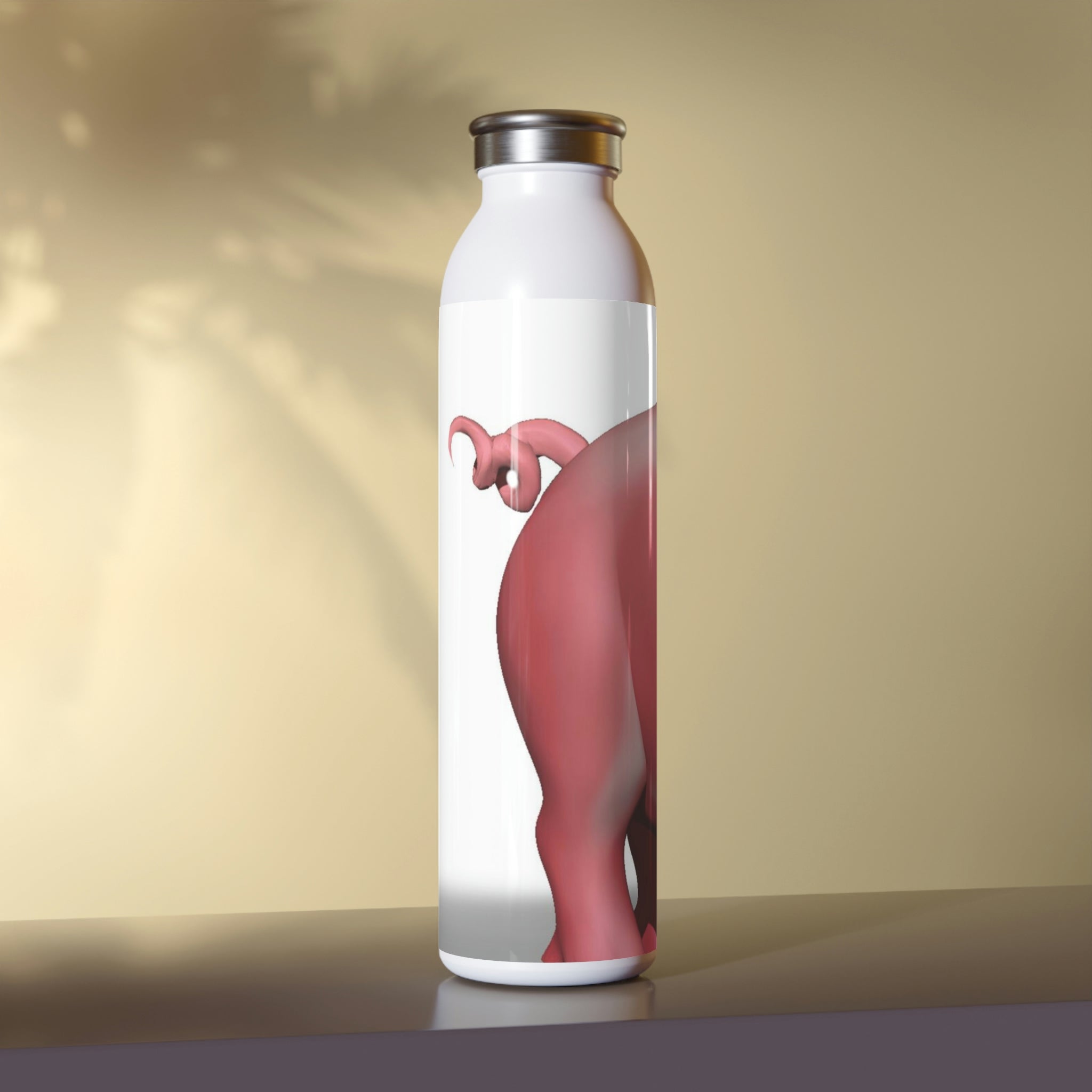 Pig Slim Water Bottle with matte finish and silver cap, showcasing customizable design options.