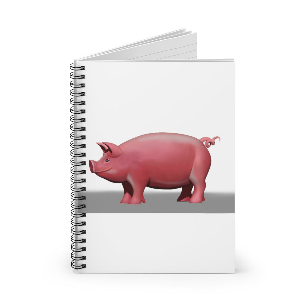 Pig Spiral Notebook with ruled line pages and a colorful printed cover featuring a pig design.
