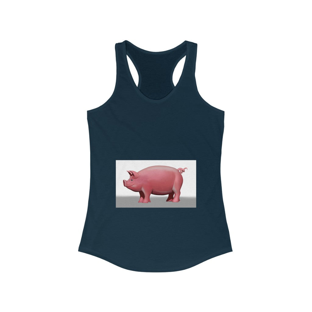 A stylish Pig Women's Ideal Racerback Tank in a vibrant color, showcasing its slim fit and racerback design, perfect for casual wear or workouts.
