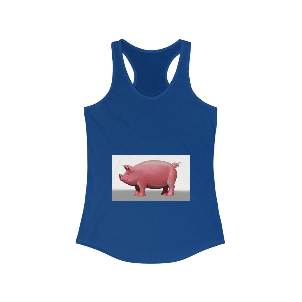 A stylish Pig Women's Ideal Racerback Tank in a vibrant color, showcasing its slim fit and racerback design, perfect for casual wear or workouts.