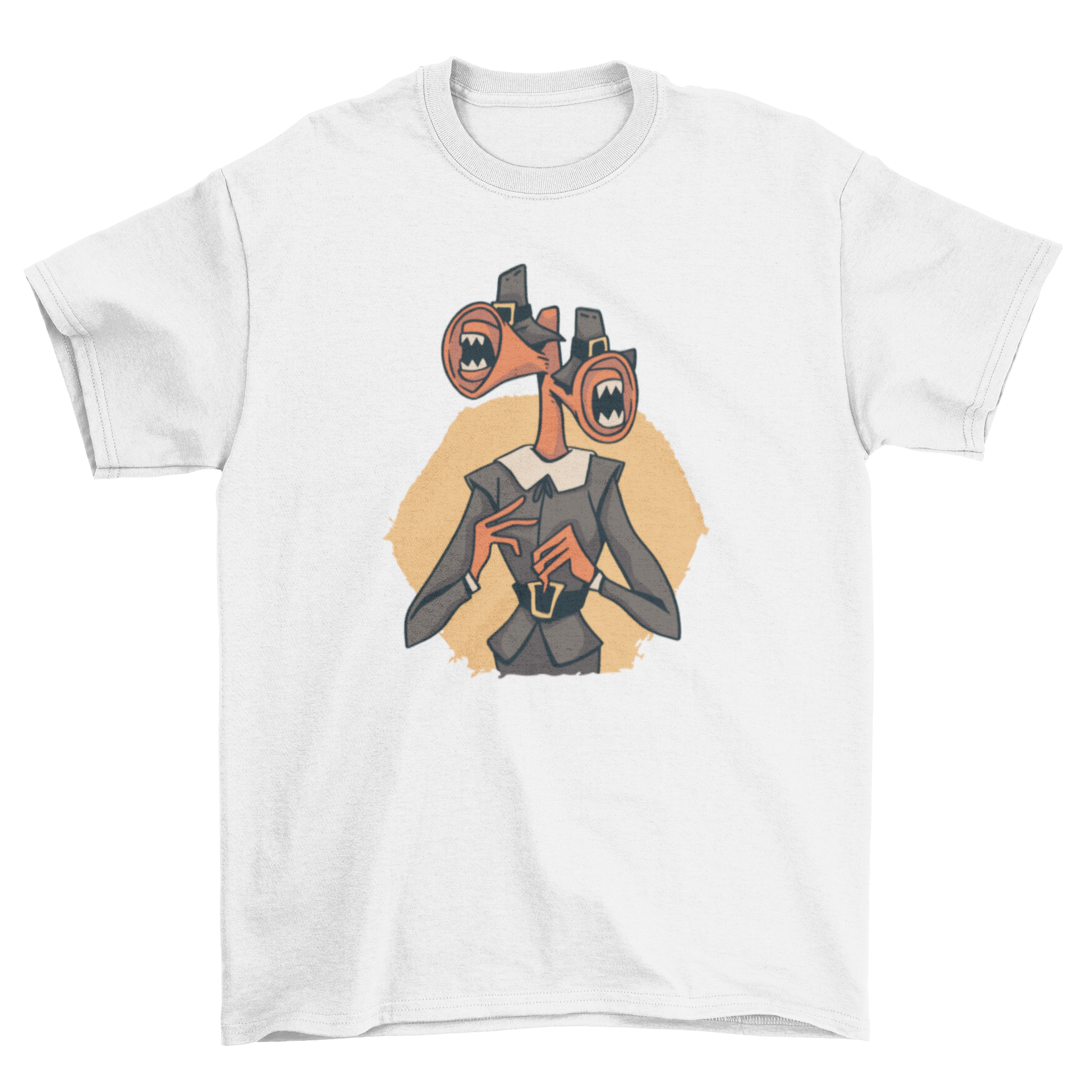 A spooky t-shirt featuring a monster dressed as a pilgrim, perfect for Thanksgiving celebrations.