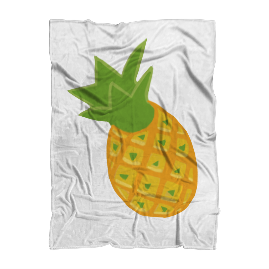 Pineapple Sublimation Throw Blanket featuring vibrant pineapple design on soft polar fleece fabric, ideal for cozying up or home decor.