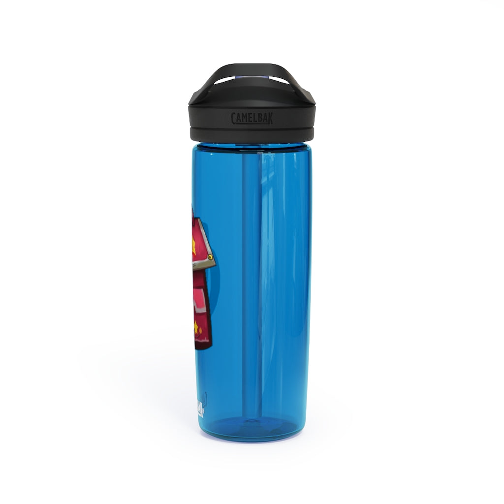 Pink CamelBak Eddy® Water Bottle in 20oz and 25oz sizes, showcasing its durable design and spill-proof biting valve.