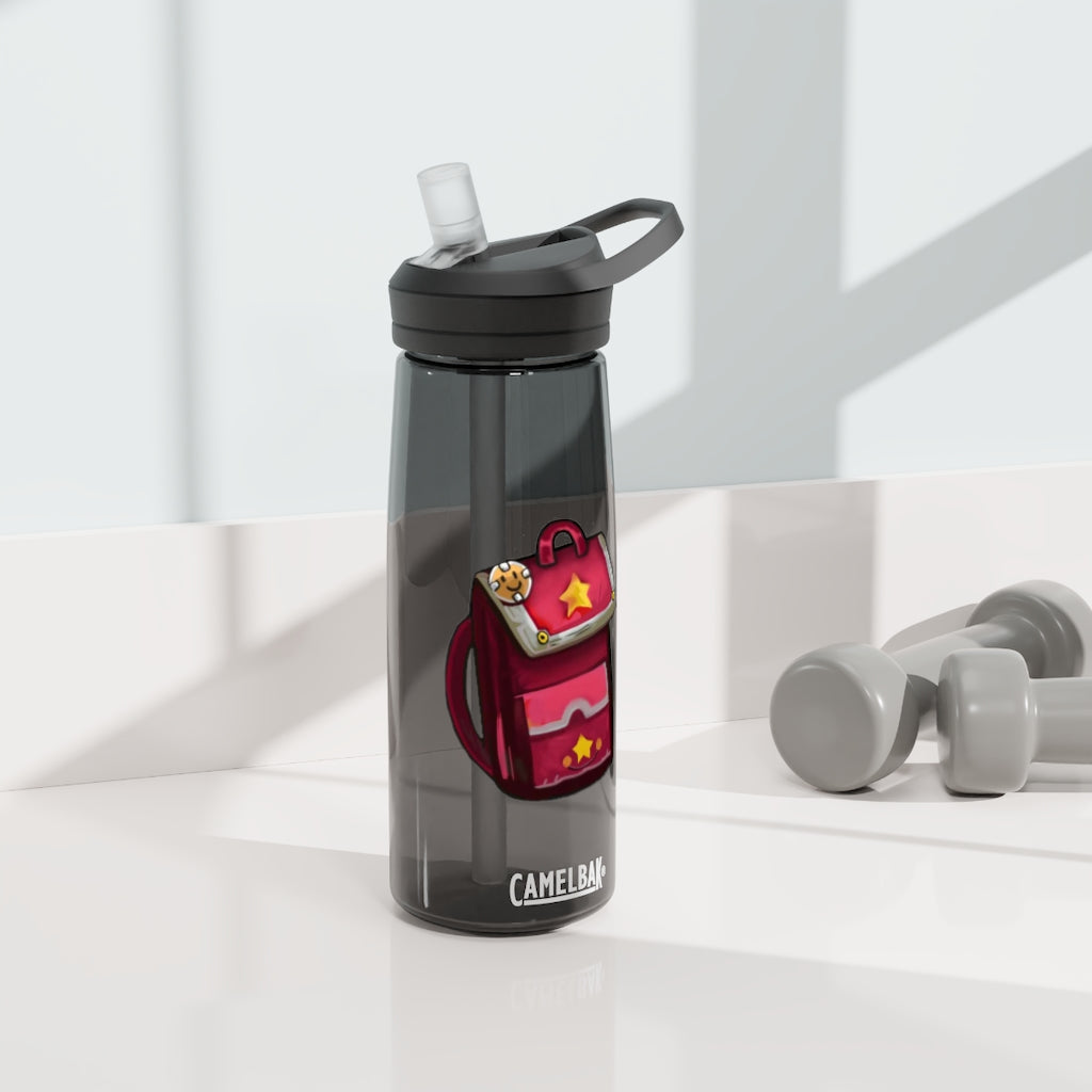 Pink CamelBak Eddy® Water Bottle in 20oz and 25oz sizes, showcasing its durable design and spill-proof biting valve.