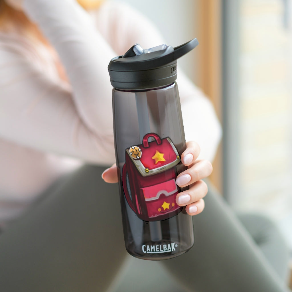 Pink CamelBak Eddy® Water Bottle in 20oz and 25oz sizes, showcasing its durable design and spill-proof biting valve.