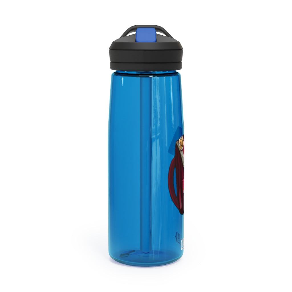 Pink CamelBak Eddy® Water Bottle in 20oz and 25oz sizes, showcasing its durable design and spill-proof biting valve.