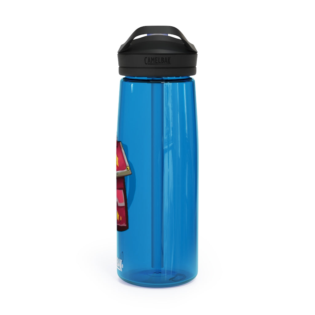 Pink CamelBak Eddy® Water Bottle in 20oz and 25oz sizes, showcasing its durable design and spill-proof biting valve.