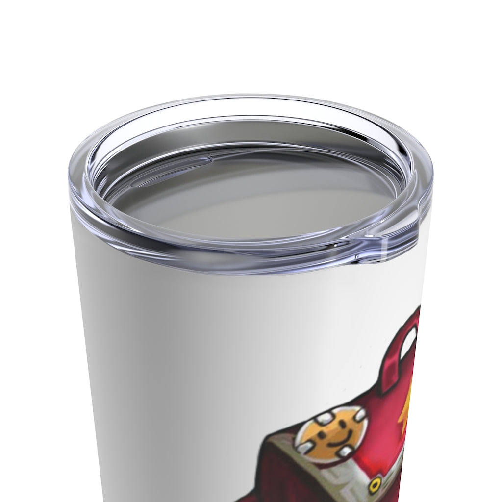 A stylish pink stainless steel tumbler with a see-thru plastic lid, perfect for travel and outdoor use.