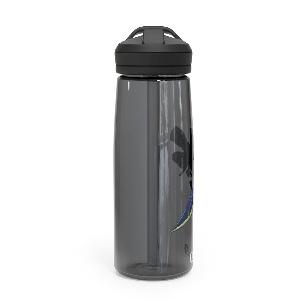 Pink Bow Sword CamelBak Eddy® Water Bottle in 20oz and 25oz sizes, showcasing its stylish design and durable construction.