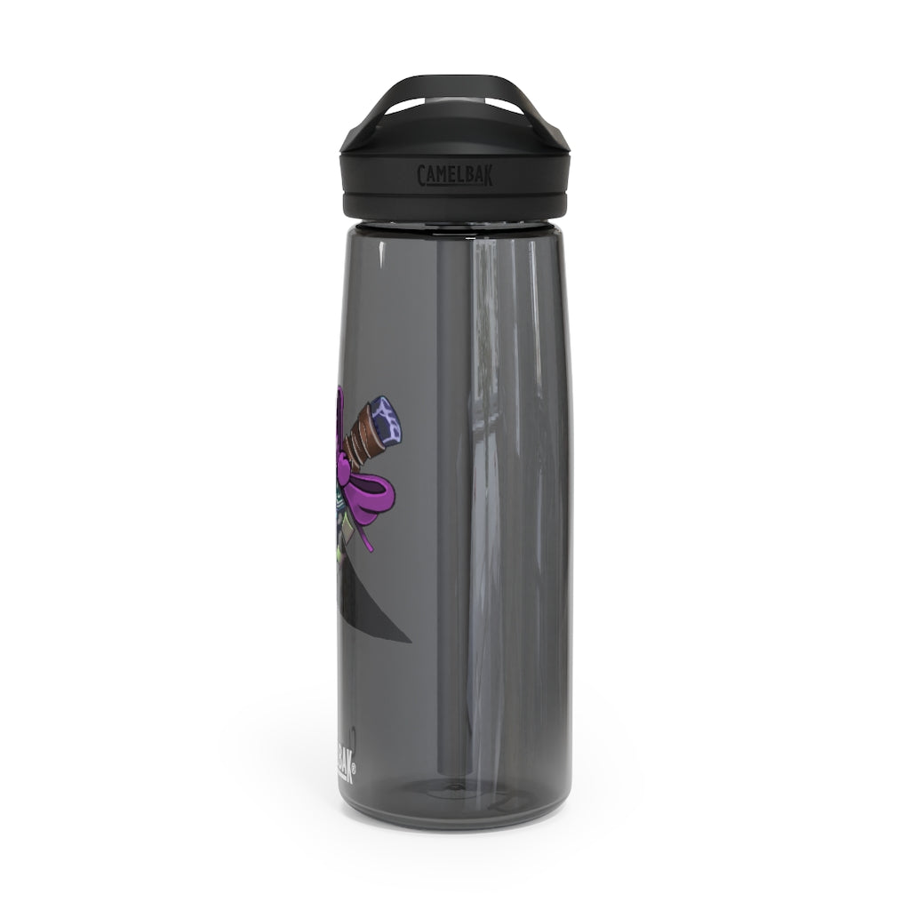 Pink Bow Sword CamelBak Eddy® Water Bottle in 20oz and 25oz sizes, showcasing its stylish design and durable construction.