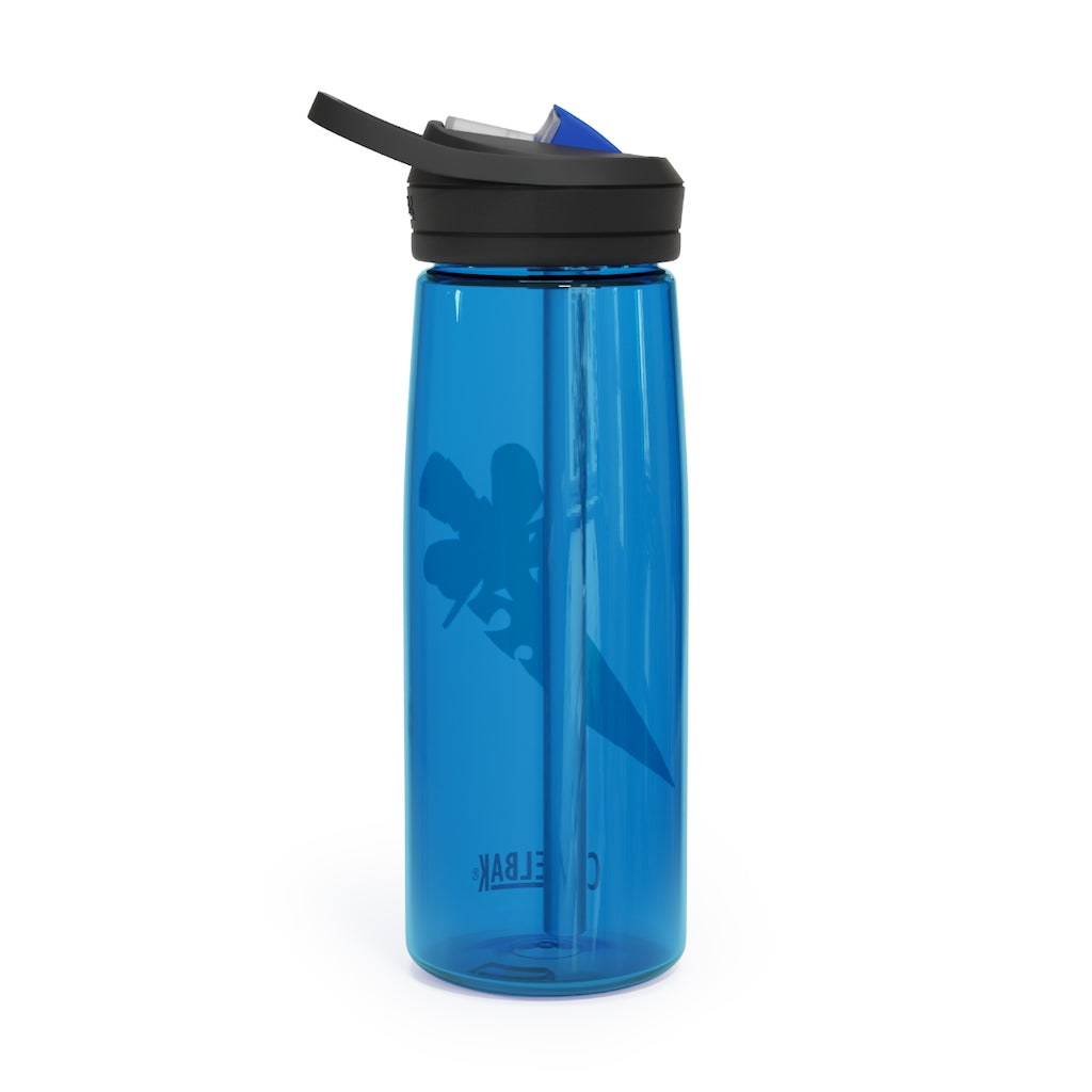 Pink Bow Sword CamelBak Eddy® Water Bottle in 20oz and 25oz sizes, showcasing its stylish design and durable construction.
