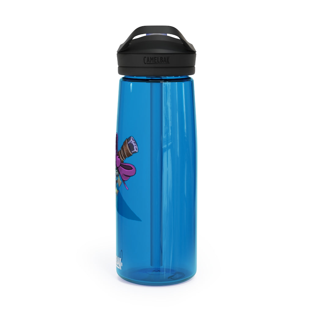 Pink Bow Sword CamelBak Eddy® Water Bottle in 20oz and 25oz sizes, showcasing its stylish design and durable construction.