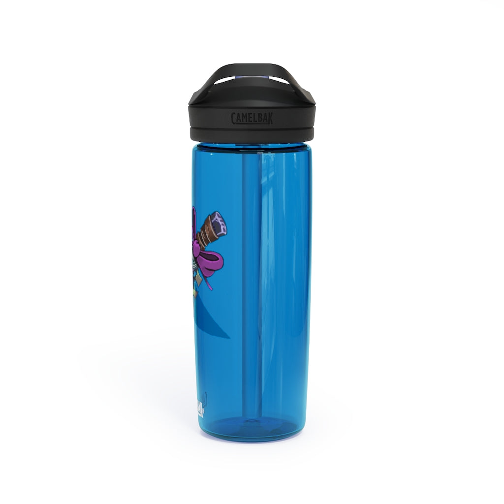 Pink Bow Sword CamelBak Eddy® Water Bottle in 20oz and 25oz sizes, showcasing its stylish design and durable construction.