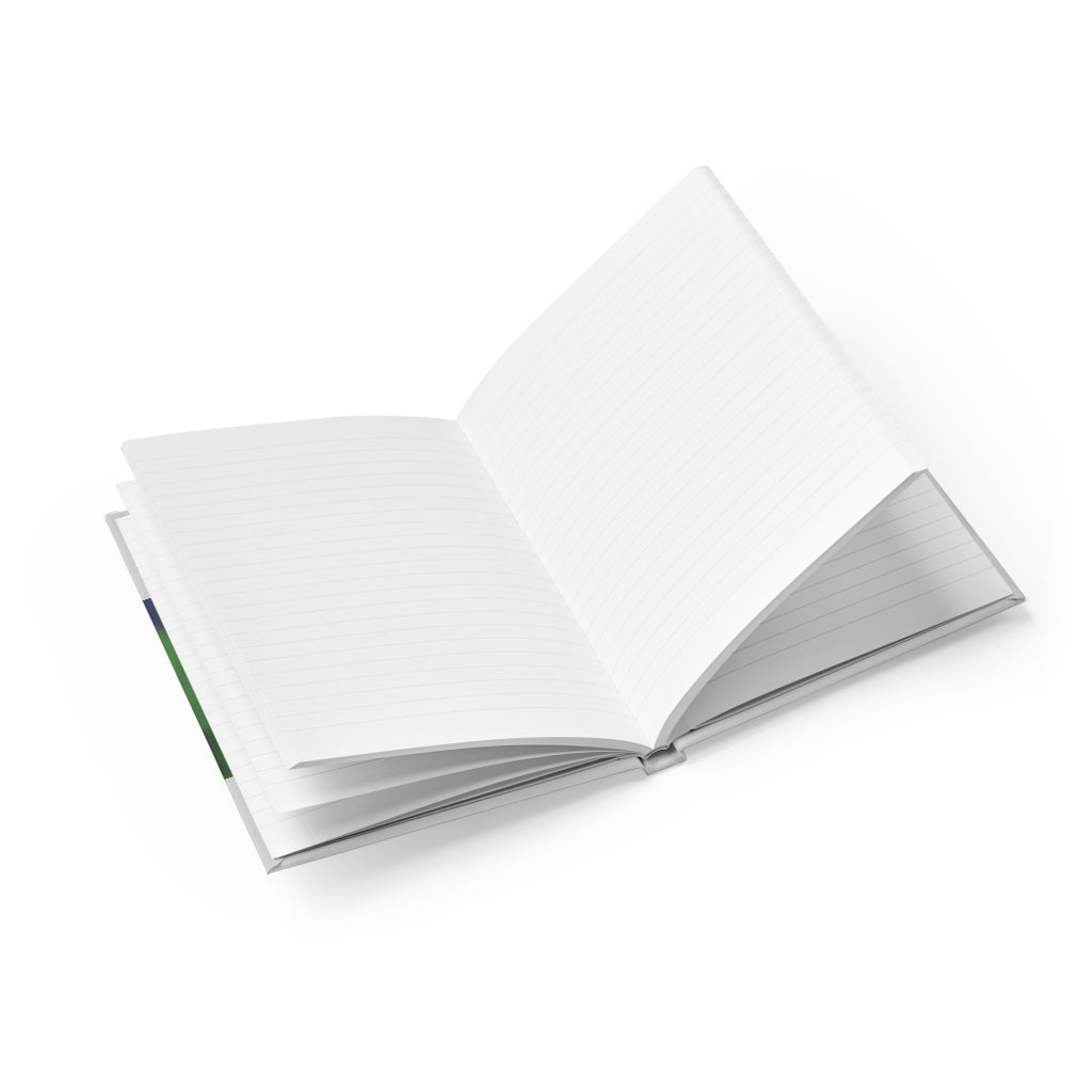 A beautiful hardcover journal featuring a pink flower design, showcasing ruled line pages for organized writing.