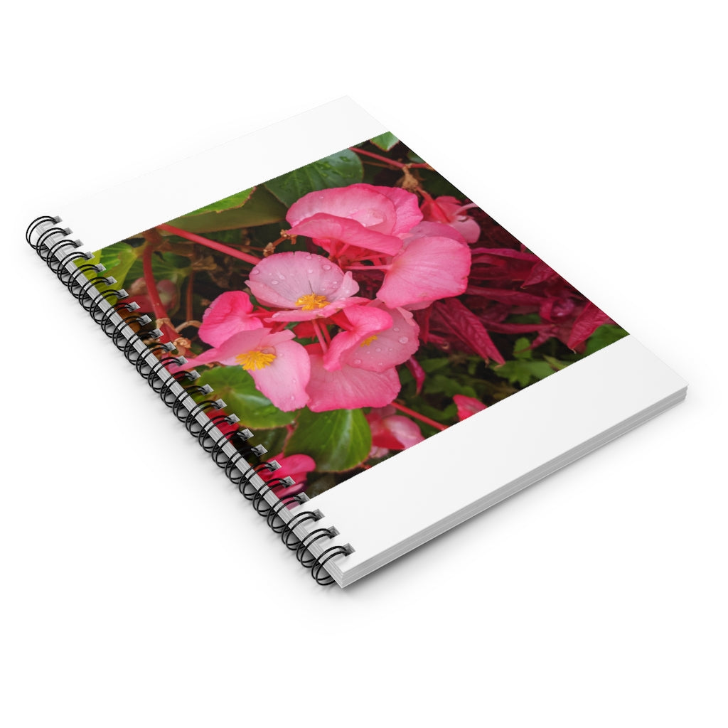 Pink Flowers Spiral Notebook with ruled line pages and durable cover, perfect for notes and lists.