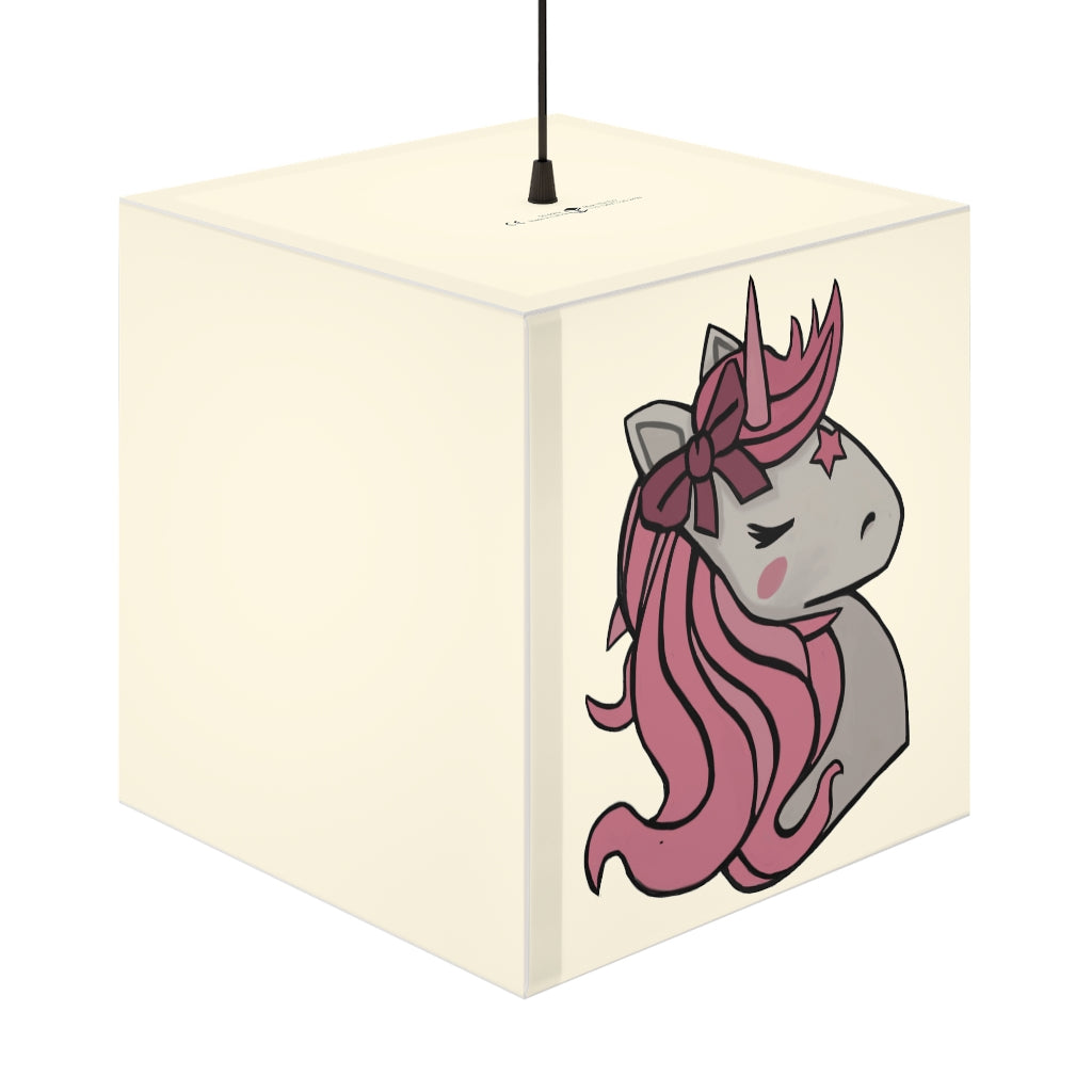 A whimsical Pink Hair Unicorn Head Light Cube Lamp, showcasing a playful unicorn design with soft glowing light, perfect for home decor.