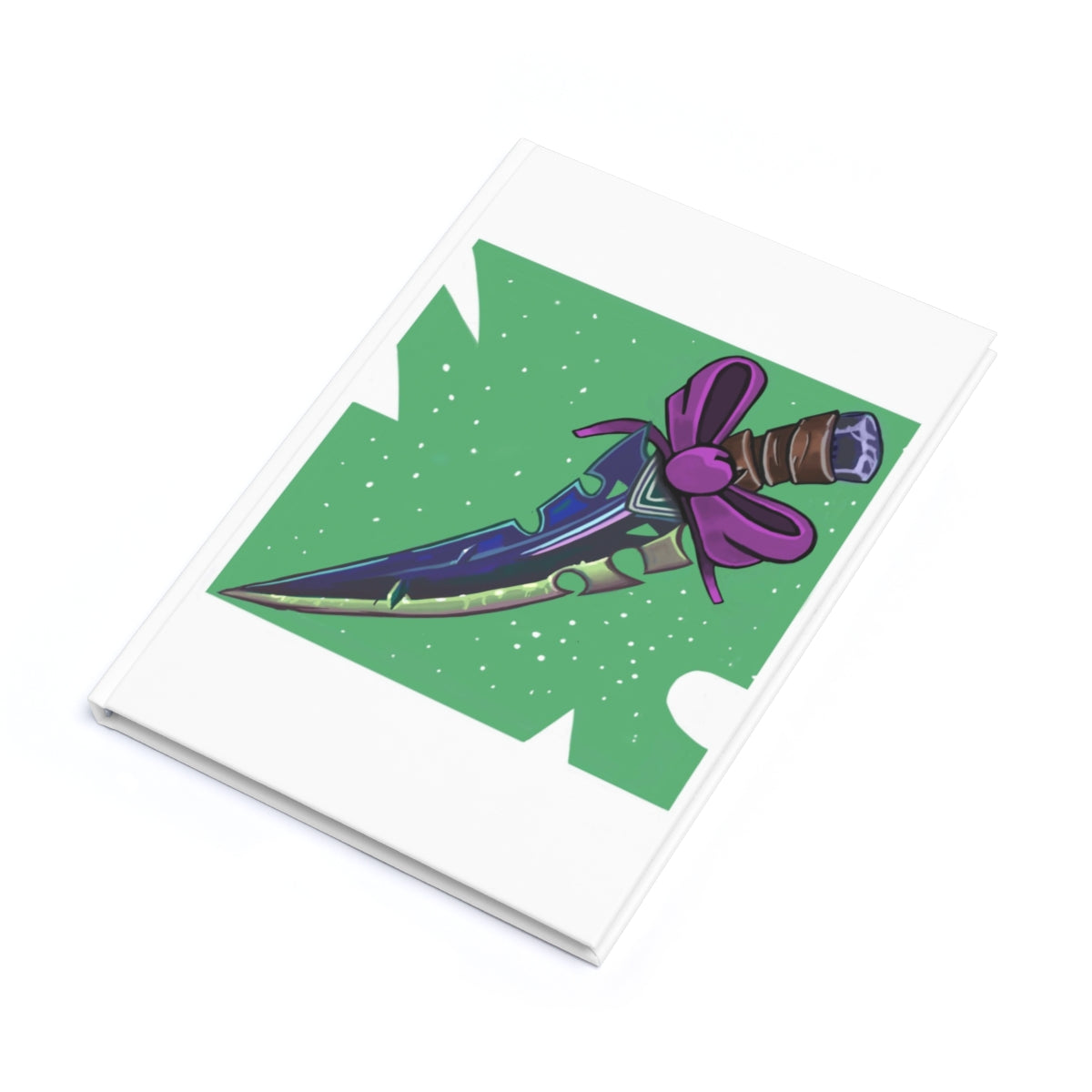 A5 hardcover journal featuring a pink ribbon and sword design with a durable case-wrap binding.