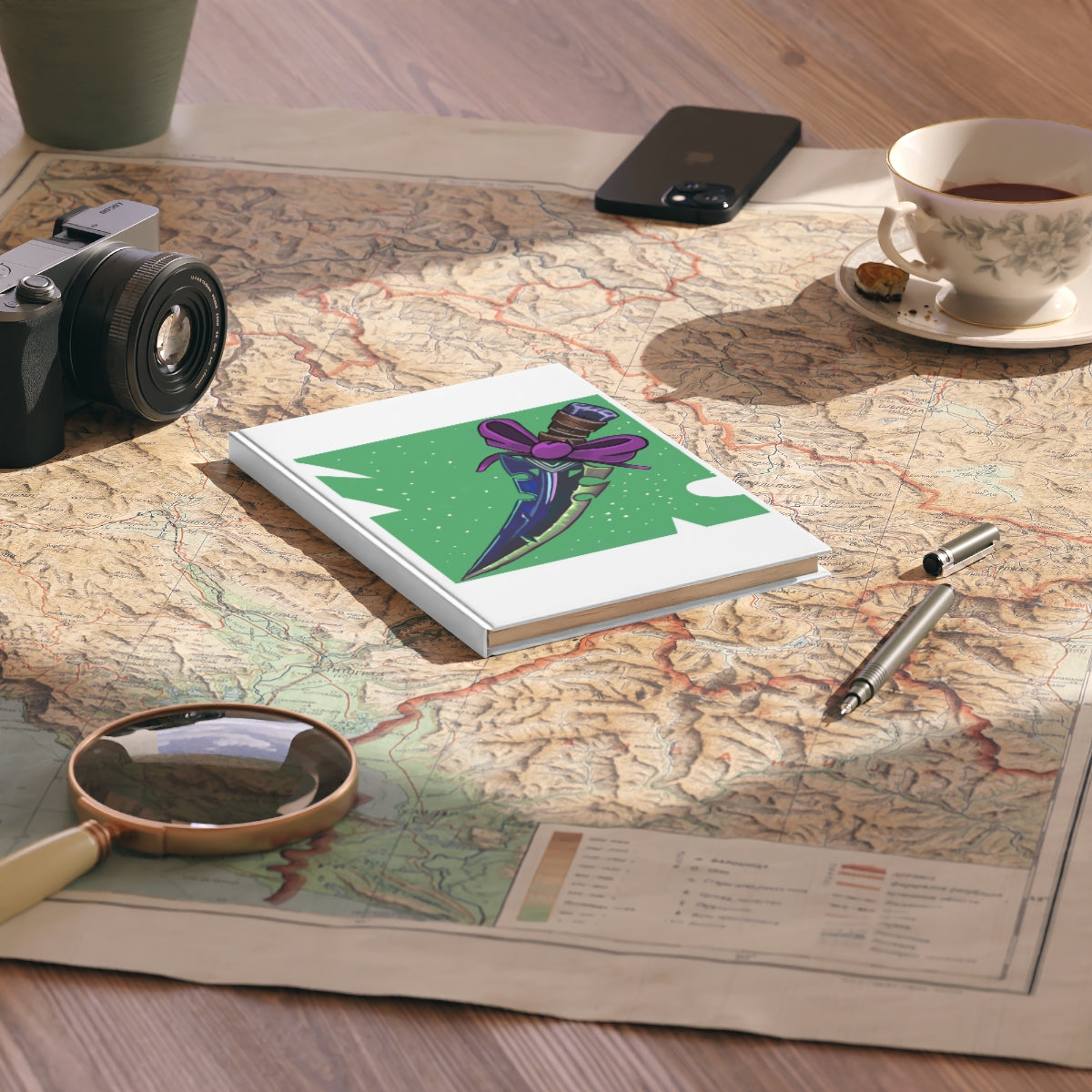 A5 hardcover journal featuring a pink ribbon and sword design with a durable case-wrap binding.