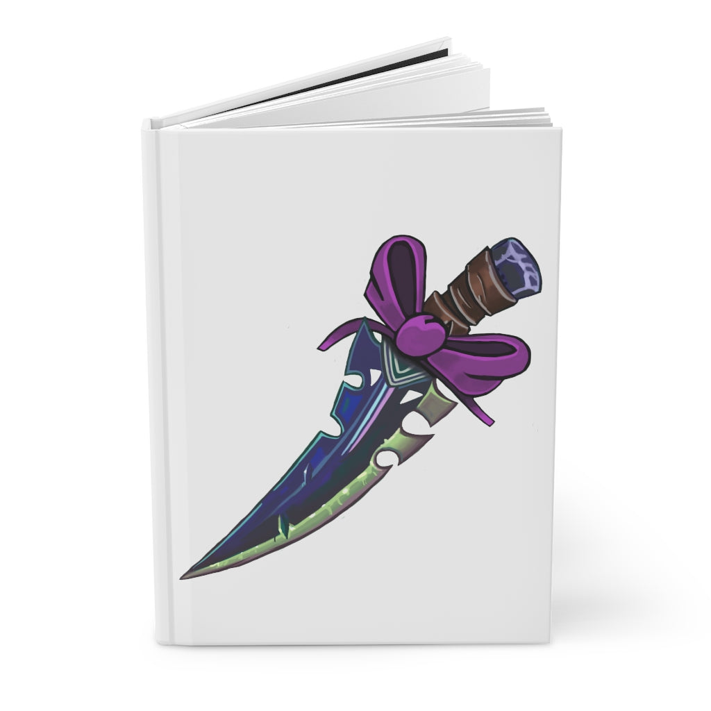 Pink Ribbon and Sword Hardcover Journal with matte finish, featuring customizable front and back covers, perfect for personal journaling.