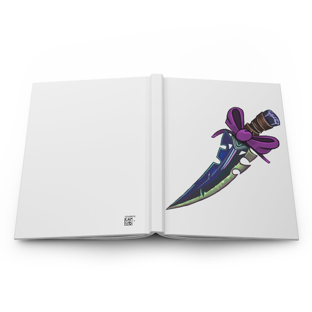 Pink Ribbon and Sword Hardcover Journal with matte finish, featuring customizable front and back covers, perfect for personal journaling.