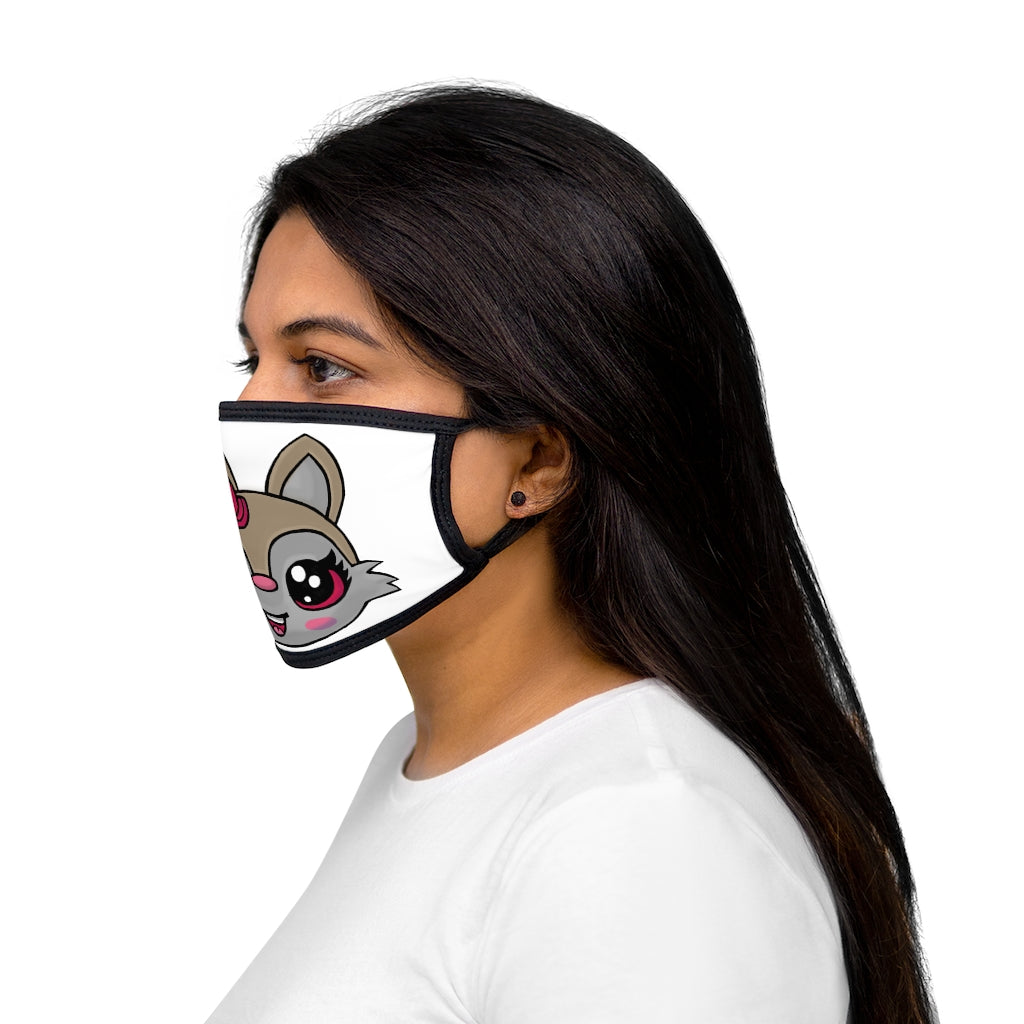 Pink Ribbon Brown Kitty Head Mixed-Fabric Face Mask with black edges and earloops, featuring a playful kitty design.