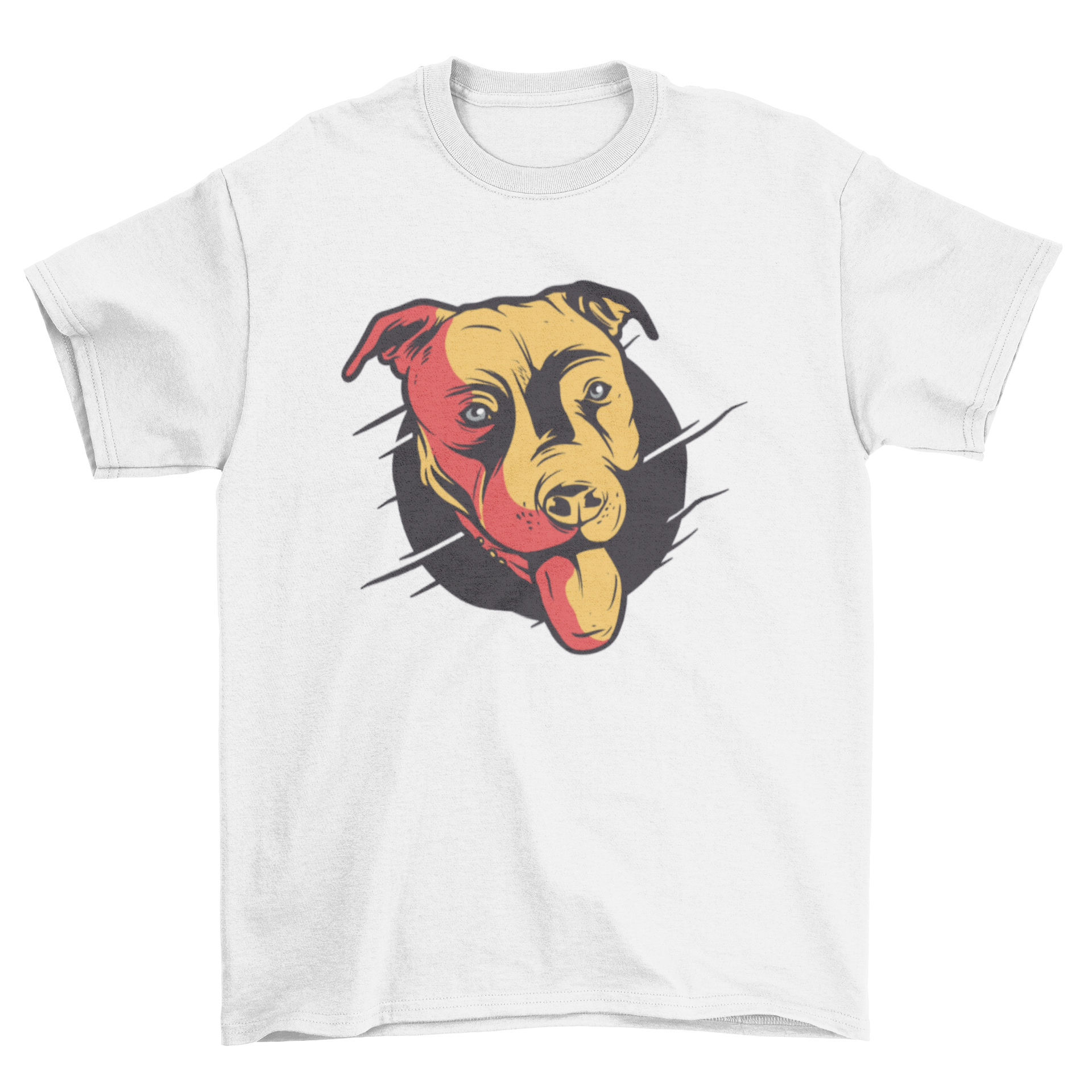 A stylish t-shirt featuring a detailed graphic of a pitbull dog's head, perfect for dog lovers.