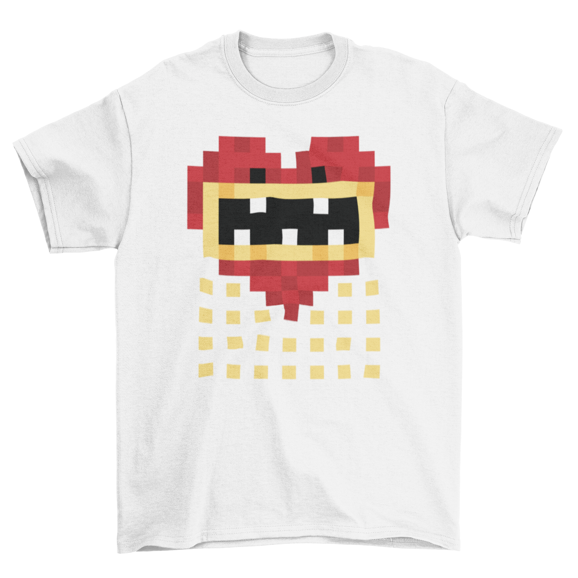 A stylish pixel art t-shirt featuring a retro pixelated box design, perfect for gamers.