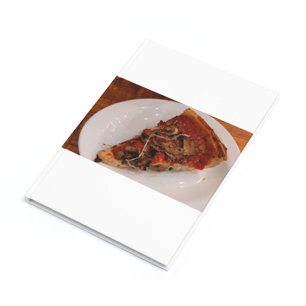 A5 hardcover journal featuring a colorful pizza design with casewrap binding and 128 pages.