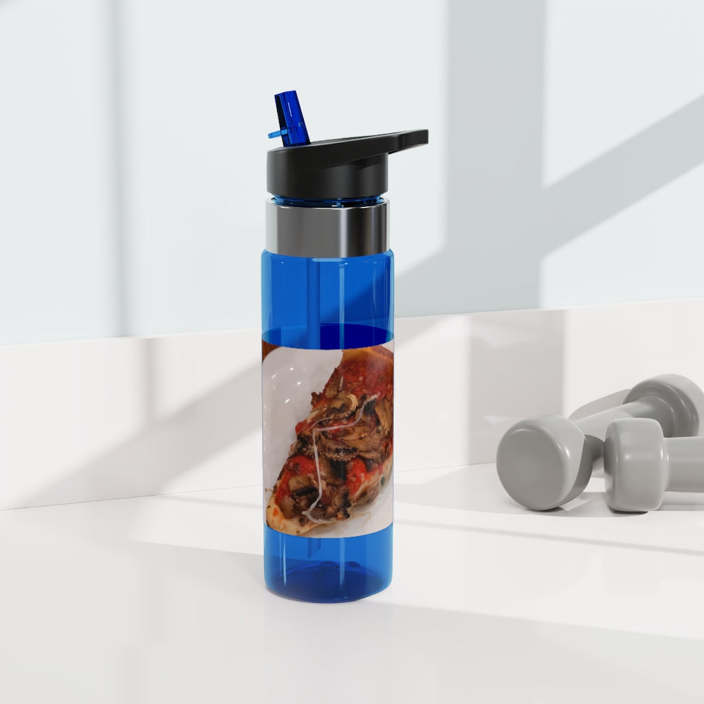 Pizza on Plate Kensington Tritan™ Sport Bottle, 20oz, featuring a customizable design, carabiner hook, and spill-resistant lid.