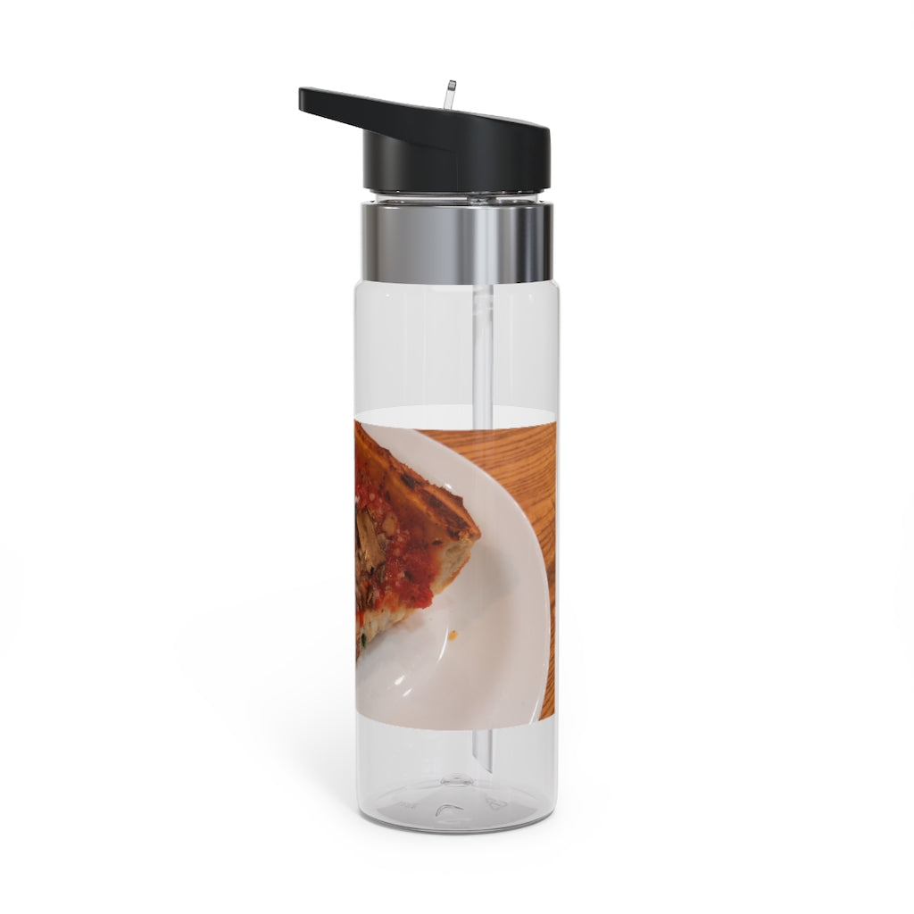 Pizza on Plate Kensington Tritan™ Sport Bottle, 20oz, featuring a customizable design, carabiner hook, and spill-resistant lid.