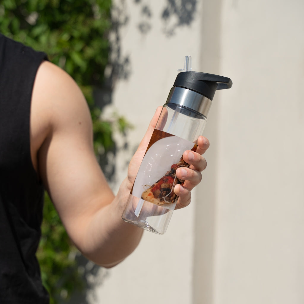 Pizza on Plate Kensington Tritan™ Sport Bottle, 20oz, featuring a customizable design, carabiner hook, and spill-resistant lid.