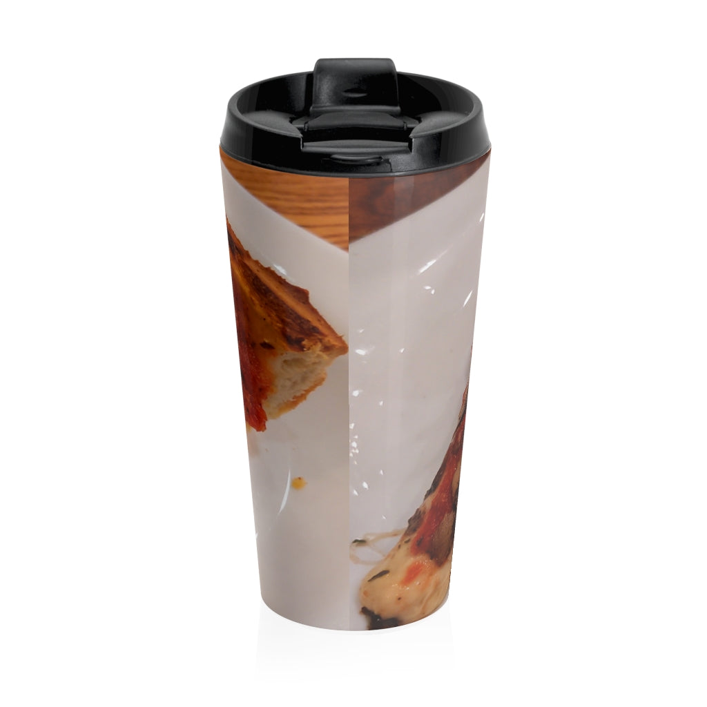 A stylish Pizza Stainless Steel Travel Mug with a vibrant pizza design, perfect for coffee and tea lovers on the go.