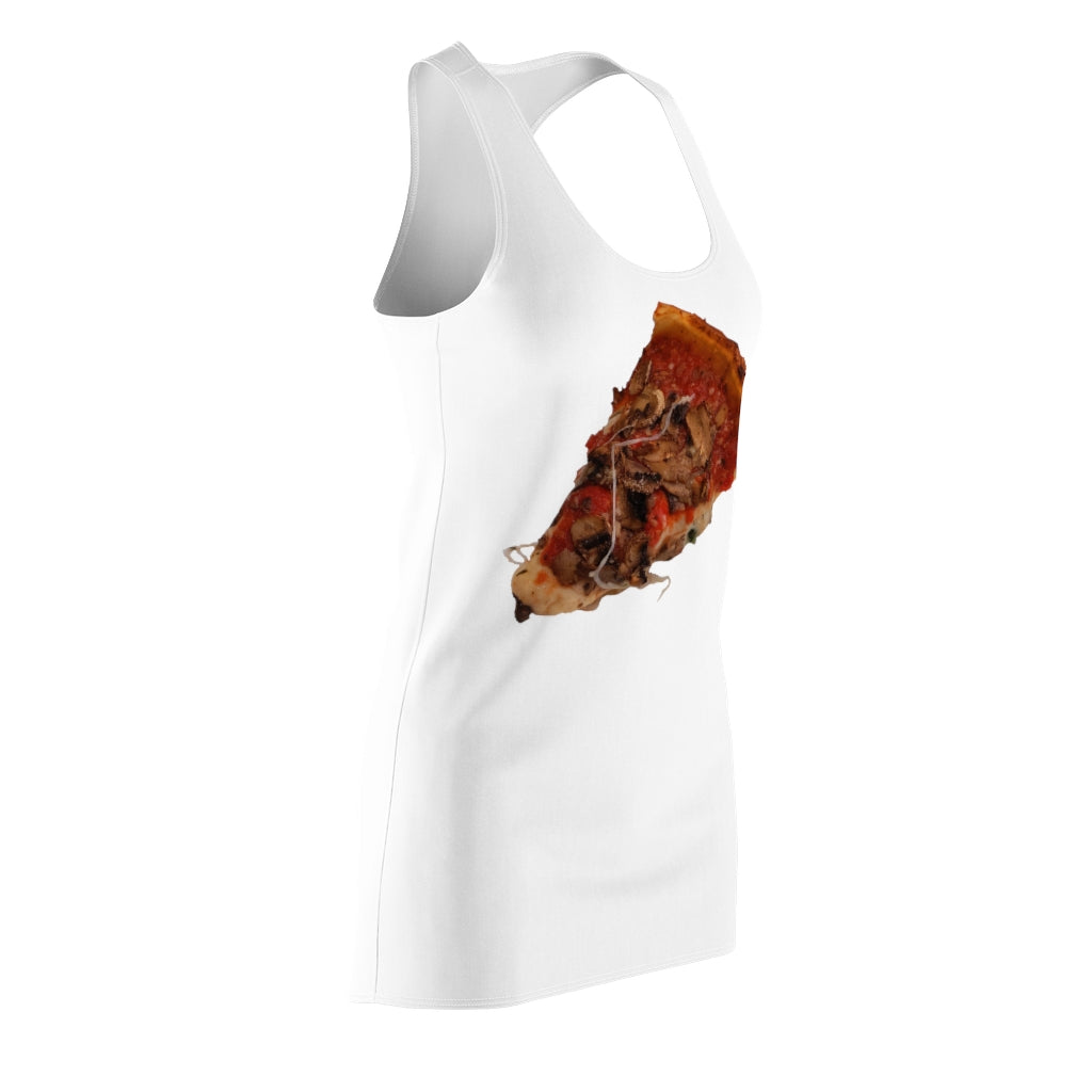 A stylish Pizza Women's Cut & Sew Racerback Dress showcasing a sporty fit and feminine design, perfect for casual outings.