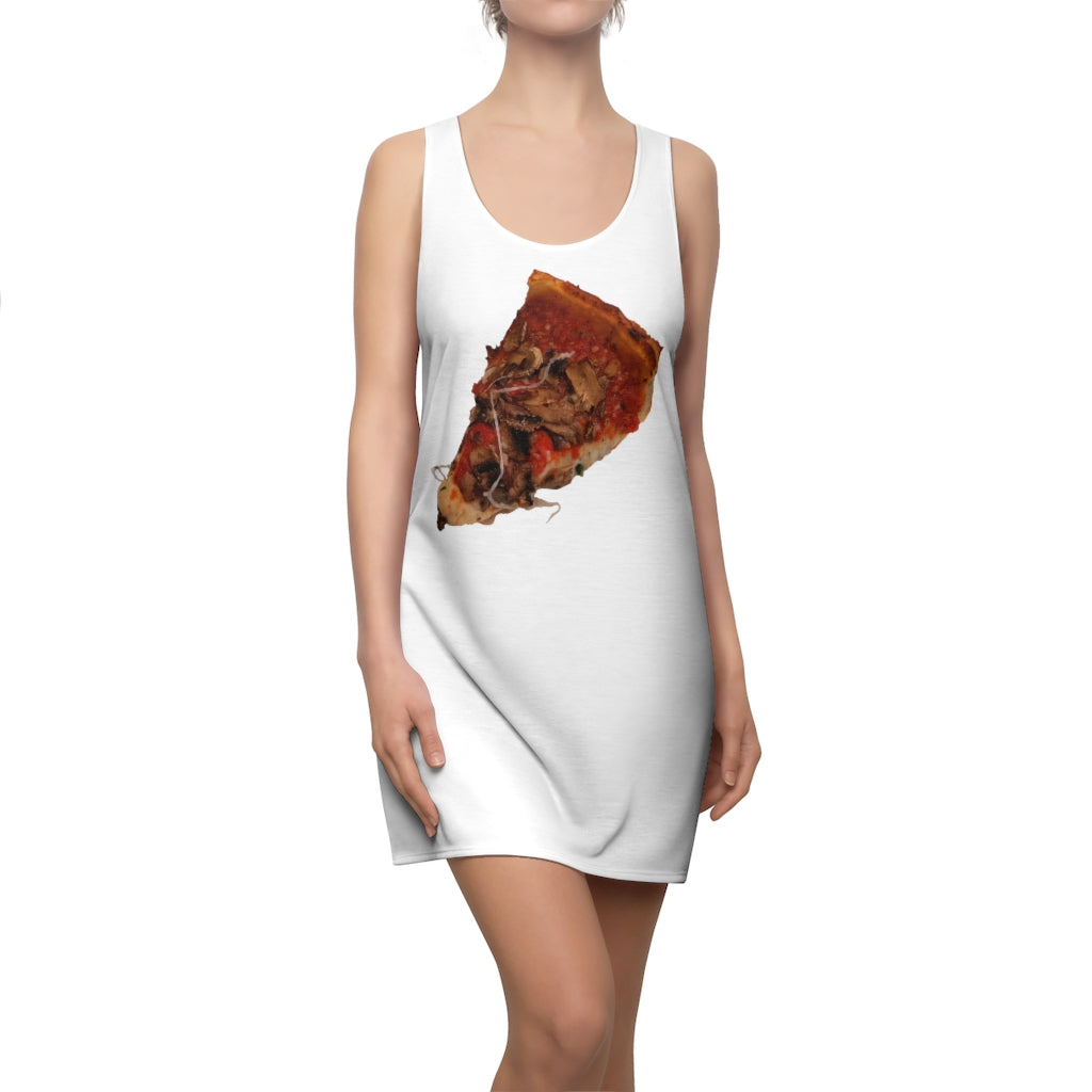 A stylish Pizza Women's Cut & Sew Racerback Dress showcasing a sporty fit and feminine design, perfect for casual outings.