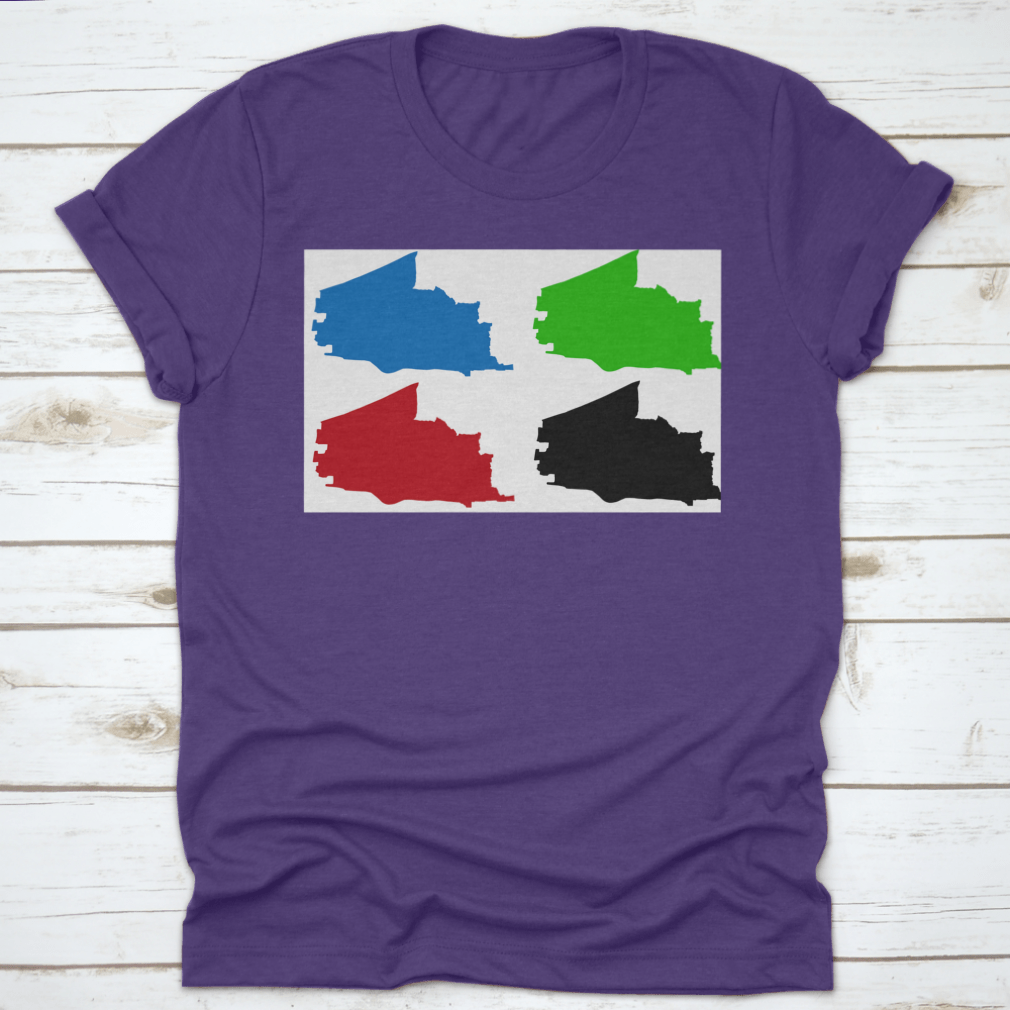 Plano City Map Silhouette T-shirt showcasing a stylish design representing Plano, Texas, made from high-quality cotton fabric.