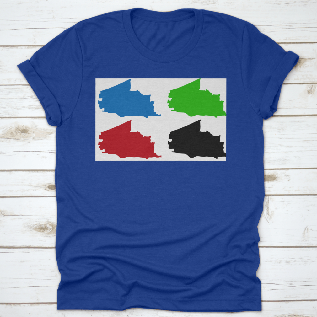 Plano City Map Silhouette T-shirt showcasing a stylish design representing Plano, Texas, made from high-quality cotton fabric.