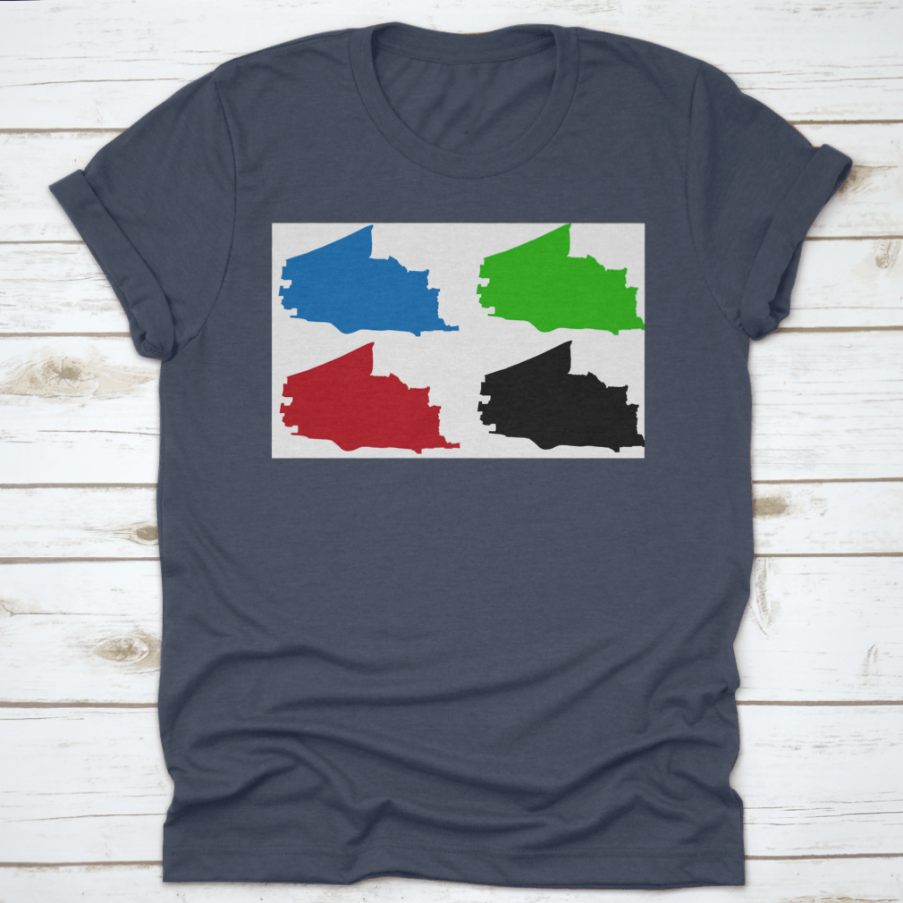 Plano City Map Silhouette T-shirt showcasing a stylish design representing Plano, Texas, made from high-quality cotton fabric.