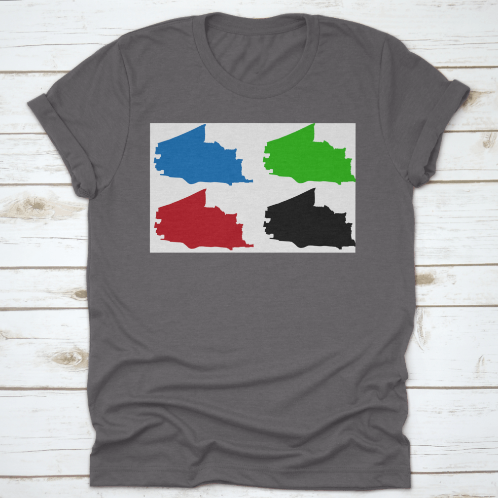 Plano City Map Silhouette T-shirt showcasing a stylish design representing Plano, Texas, made from high-quality cotton fabric.