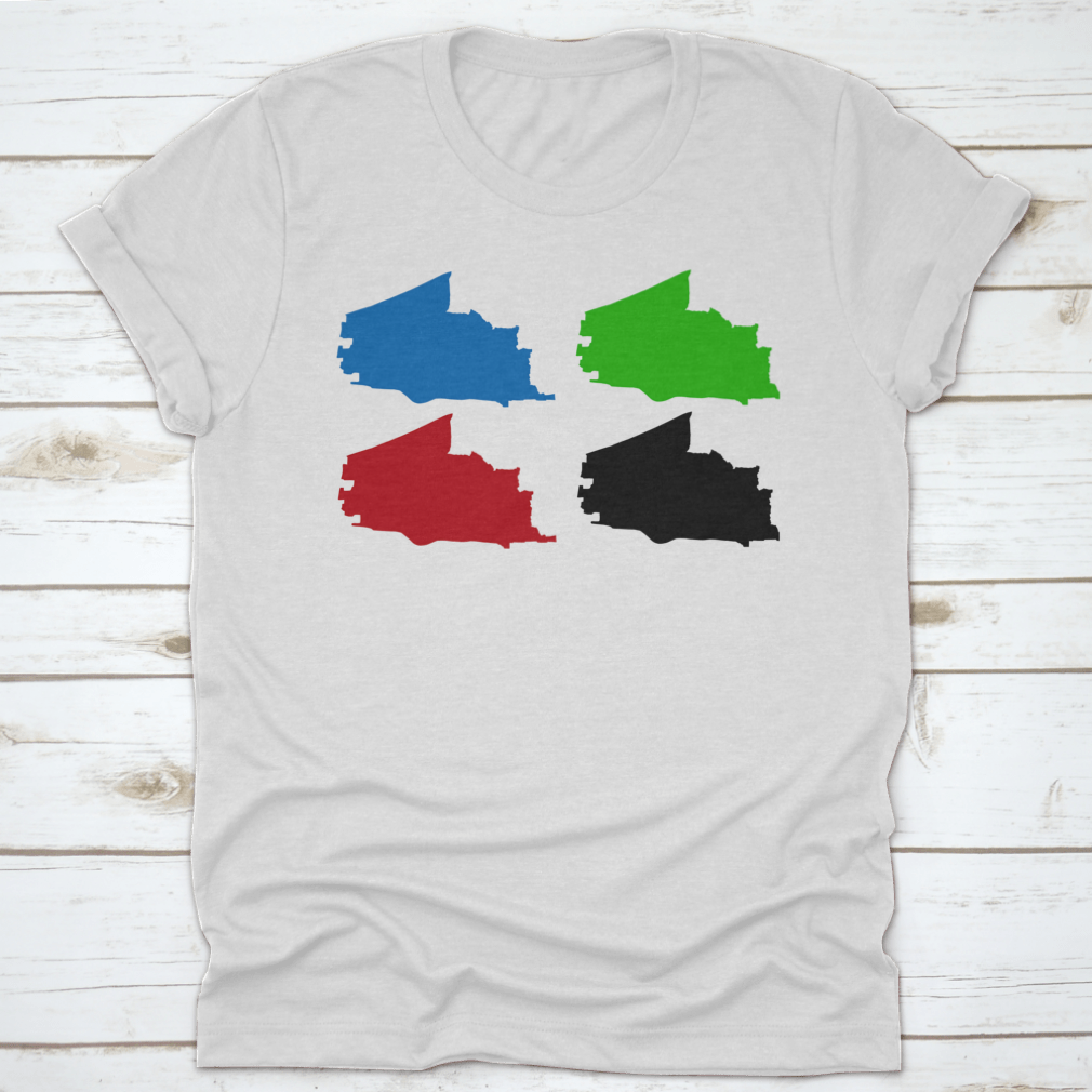 Plano City Map Silhouette T-shirt showcasing a stylish design representing Plano, Texas, made from high-quality cotton fabric.