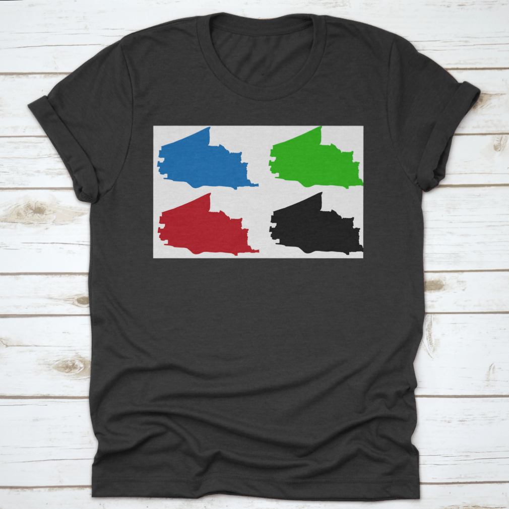 Plano City Map Silhouette T-shirt showcasing a stylish design representing Plano, Texas, made from high-quality cotton fabric.