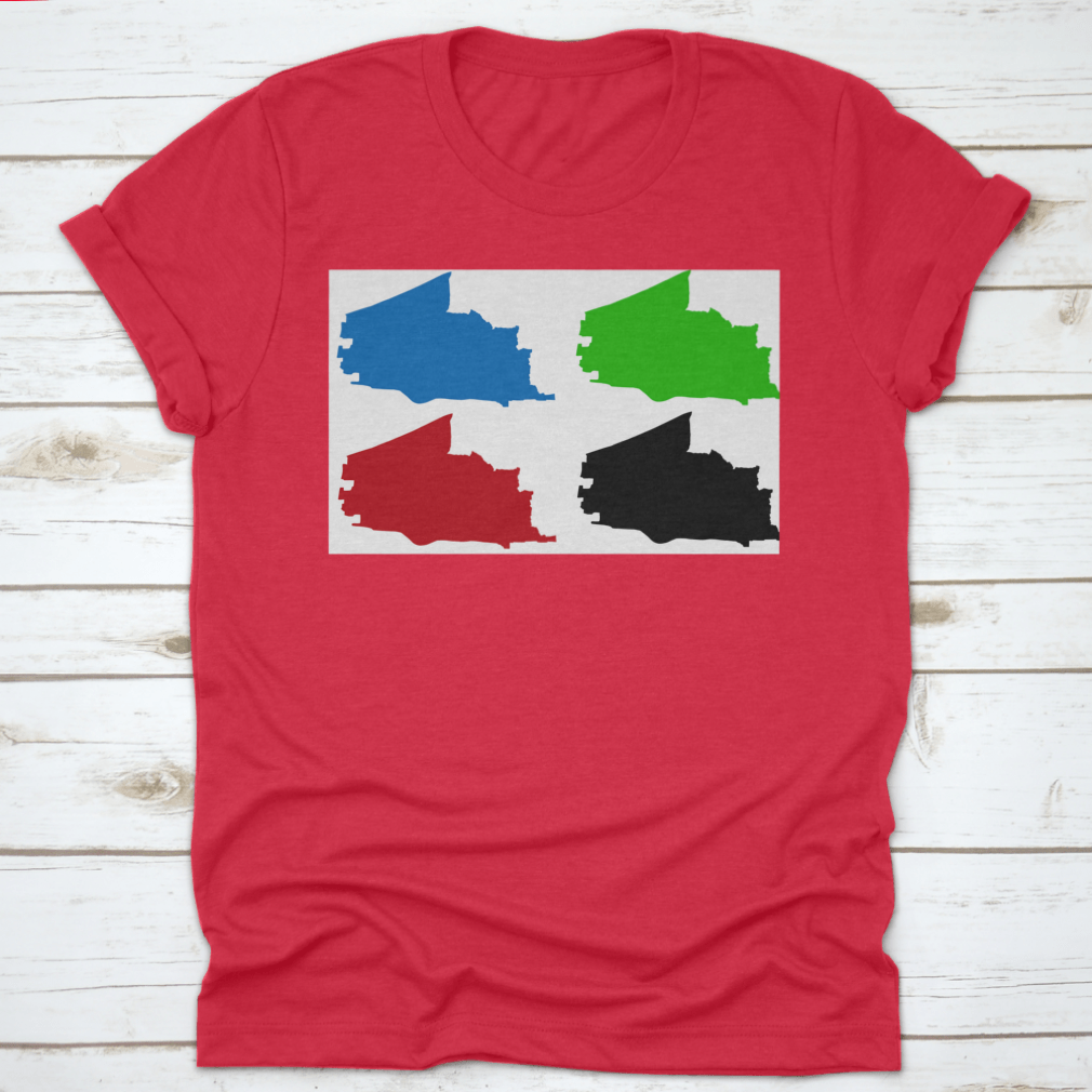 Plano City Map Silhouette T-shirt showcasing a stylish design representing Plano, Texas, made from high-quality cotton fabric.