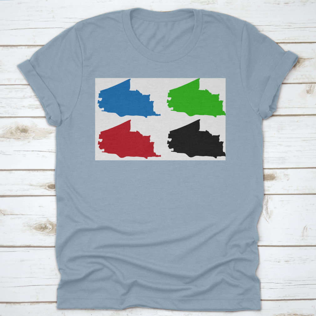 Plano City Map Silhouette T-shirt showcasing a stylish design representing Plano, Texas, made from high-quality cotton fabric.